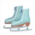 Pair of blue Ice skates. Figure skates. ice skates. Vector illustration on white background