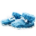 A pair blue knitted baby shoes