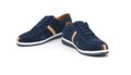 Pair of blue leisure shoes for man on white