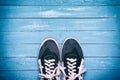 Pair of blue male shoes Royalty Free Stock Photo