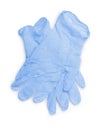 Pair of blue medical latex gloves closeup isolated Royalty Free Stock Photo