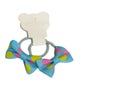 A pair of blue polka dot bow ribbon hair ties isolated Royalty Free Stock Photo