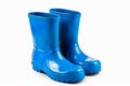 Pair of blue rain boots with white background. Generative AI Royalty Free Stock Photo