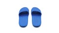 A pair of blue rubber slippers, Sandals on white isolated background. Royalty Free Stock Photo