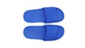 A pair of blue rubber slippers, Sandals on white isolated background. Royalty Free Stock Photo
