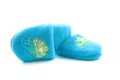 Pair of blue slippers for children Royalty Free Stock Photo