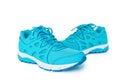 Pair of blue sneaker isolated on white background. Royalty Free Stock Photo