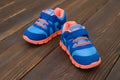 Pair of blue sporty shoes Royalty Free Stock Photo