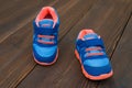 Pair of blue sporty shoes for kid Royalty Free Stock Photo