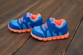 Pair of blue sporty shoes for kid Royalty Free Stock Photo
