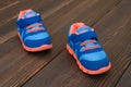 Pair of blue sporty shoes for kid Royalty Free Stock Photo