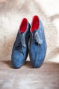 Pair of blue sued shoes for men Royalty Free Stock Photo