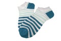 Pair Blue and White Striped Ladies Socks