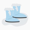 A pair of blue winter boots, UGG boots, felt boots, boots with white edges. Winter and autumn shoes. Vector illustration Royalty Free Stock Photo