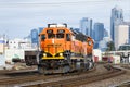 Pair of BNSF locomotives pass south through Seattle