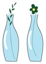 A pair of bottles with plants vector or color illustration