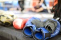 Pair of boxing blue gloves