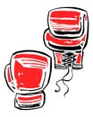 Pair of boxing gloves ink illustration