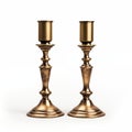 Pair Of Brass Candlesticks Isolated On White Background Royalty Free Stock Photo