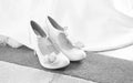 pair of brides wedding shoes in black and white