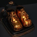 A pair of bronze baby shoes