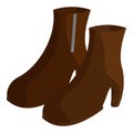 Pair of brown female boots icon, cartoon style Royalty Free Stock Photo