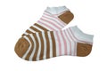 Pair Brown And Pink Striped Ladies Socks