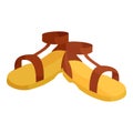 Pair of brown sandals icon, cartoon style