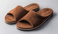 A pair of brown sandals with a brown strap Royalty Free Stock Photo
