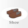 pair of brown shoes simple flat vector illustration