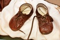 Pair of brown vintage childrens shoes