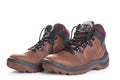 Pair of brown working boots on white Royalty Free Stock Photo
