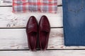 Pair of burgundy shoes