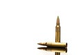 A pair of 5.56 calibar, green tip bullets