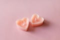 pair of candles tablets in shape of heart. valentine\'s day. Royalty Free Stock Photo