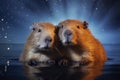 Pair of capybaras. Generative AI
