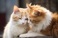 pair of cats grooming each other