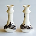 Pair of ceramic candlesticks in retro style