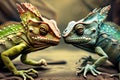 pair of chameleons, fighting for dominance and supremacy