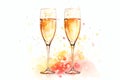 A pair of champagne flutes clinking together Valentine Day background Royalty Free Stock Photo