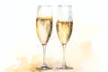 A pair of champagne flutes clinking together Valentine Day background