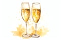 A pair of champagne flutes clinking together Valentine Day background