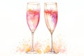 A pair of champagne flutes clinking together Valentine Day background Royalty Free Stock Photo