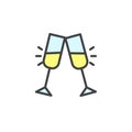 Pair of champagne glass cheers filled outline icon