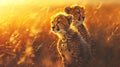 Pair cheetah cubs Serengeti Africa African safari cheetahs Royalty Free Stock Photo