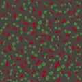 Pair of cherries seamless pattern on dark gray