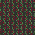 Pair of cherries seamless pattern gray background