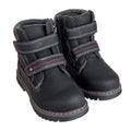 A pair of children`s shoes, insulated waterproof, made of genuine leather, autumn spring collection, boots, isolated on a white b