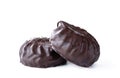 A pair of chocolate-coated marshmallow treats isolated on white background Royalty Free Stock Photo