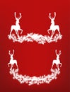 Pair of christmas deer and pine tree garland vector silhouette set Royalty Free Stock Photo